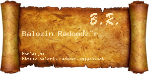 Balozin Radomér névjegykártya